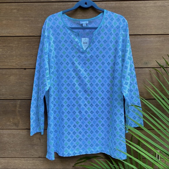 J. Jill Notched Neck Cotton Tunic - NWT - Picture 1 of 8